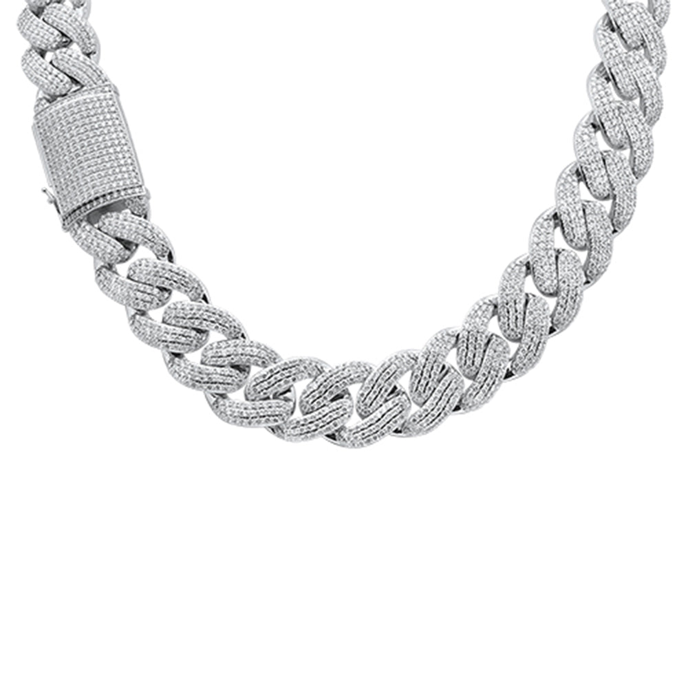 ''SPECIAL! 21MM 46.6ct 14KT White Gold DIAMOND Micro Pave Miami Round Cuban Link 22'''' Necklace''