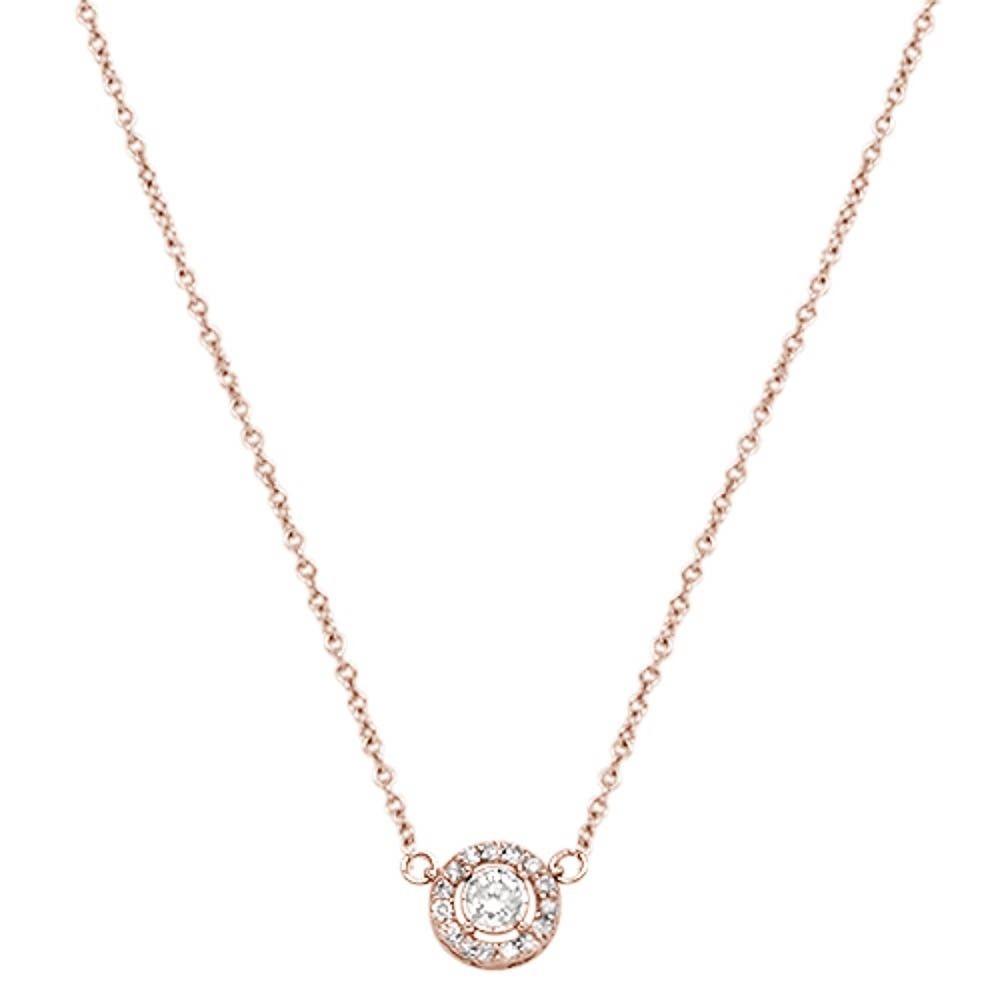 ''.18cts 14kt Rose Gold Round Diamond Solitaire Pendant NECKLACE 18'''' Long''