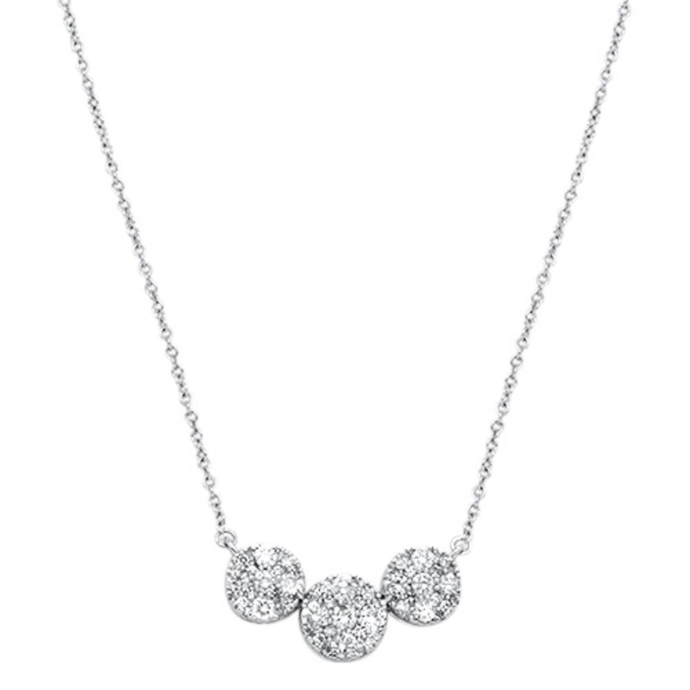 ''SPECIAL!.97cts 14kt White Gold Round Diamond Three Stone PENDANT Necklace 18'''' Long''