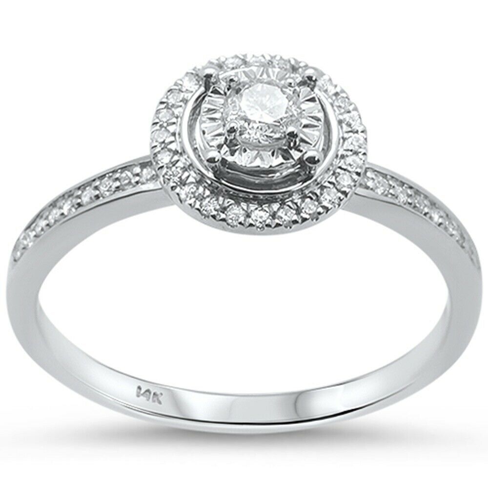 ''SPECIAL! .25ct 14KT White GOLD Round Diamond Engagement Ring Size 6.5''