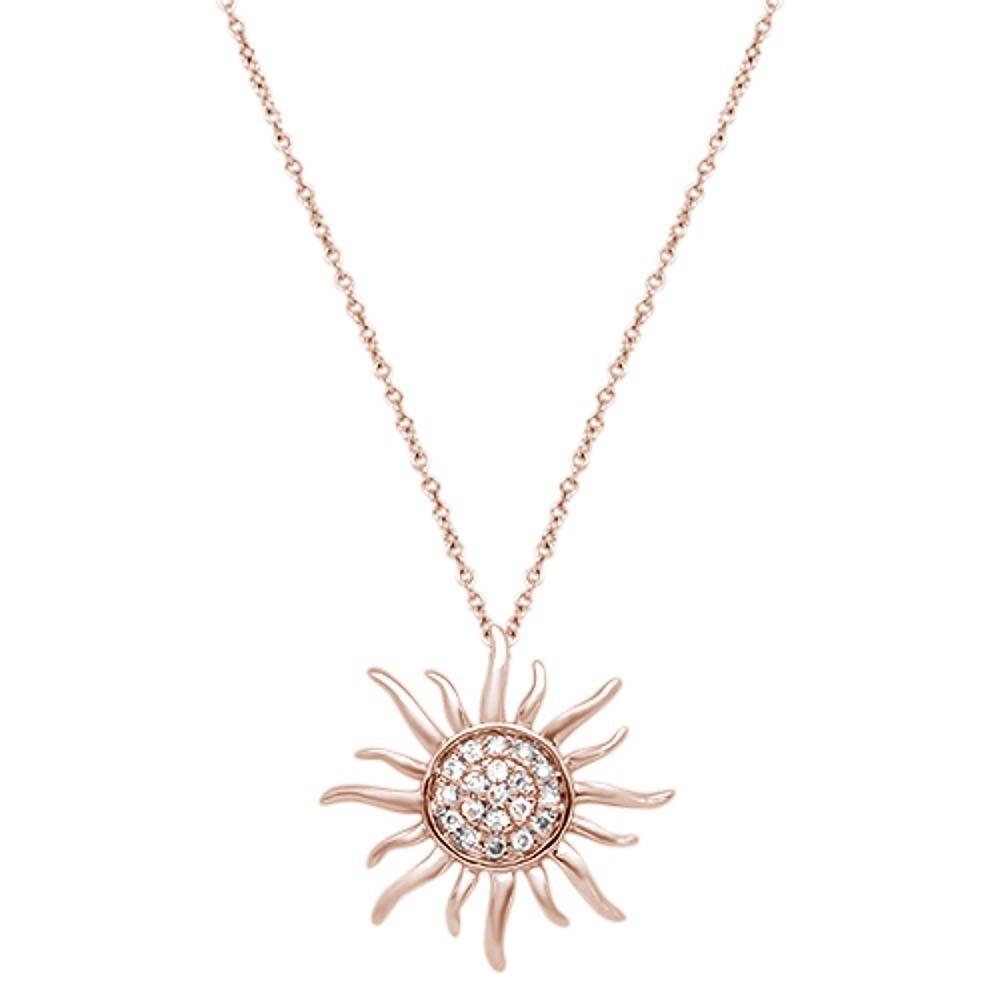''.11cts 14kt Rose Gold Round Diamond Pac Sun PENDANT Necklace 18'''' Long''