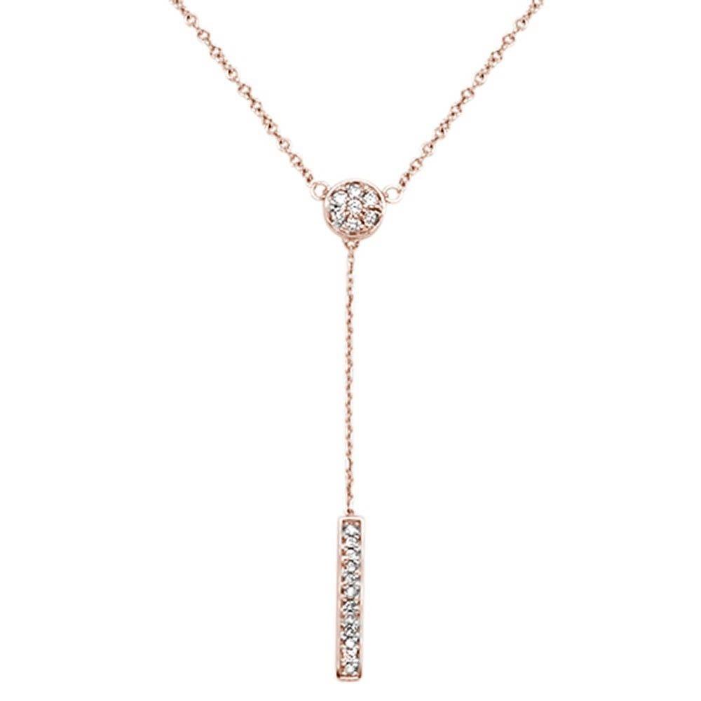 ''.18cts 14kt Rose Gold Round Diamond Lariat Drop PENDANT Necklace 18'''' Long''