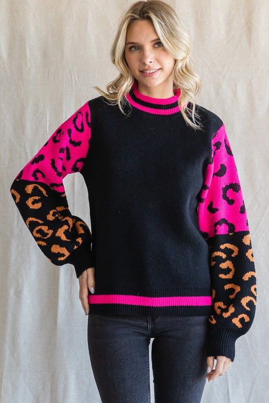 Leopard & Hot Pink Varsity Trim Sweater – Heavens To B