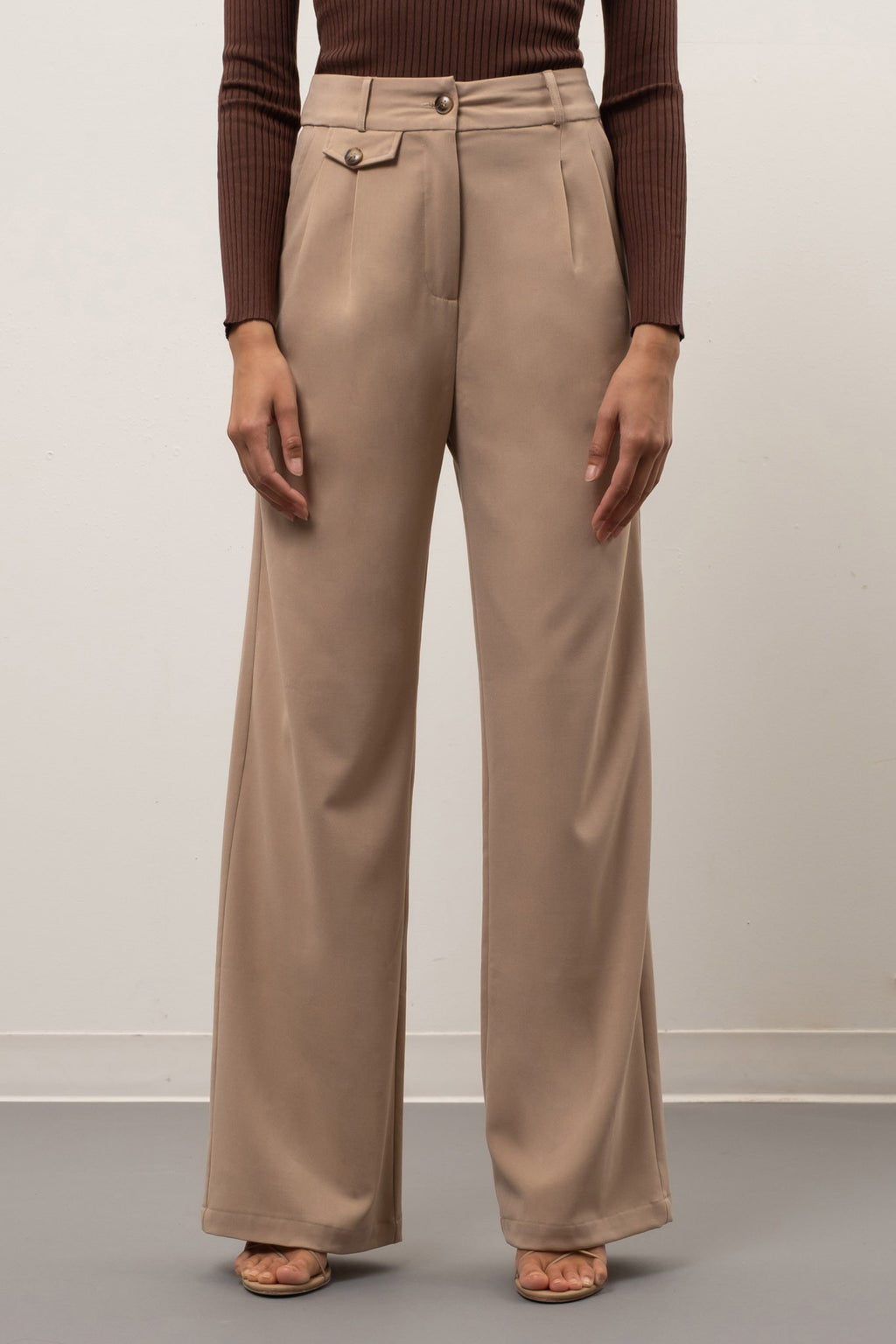 The Pine High Waist Flare In Camel • Impressions Online Boutique