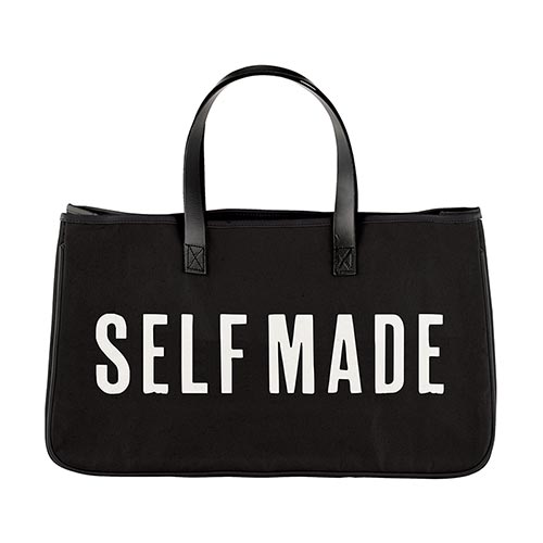 "Self Made" Leather Handle Canvas Tote