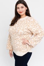 Leopard Print Pullover Sweater (Plus Size)
