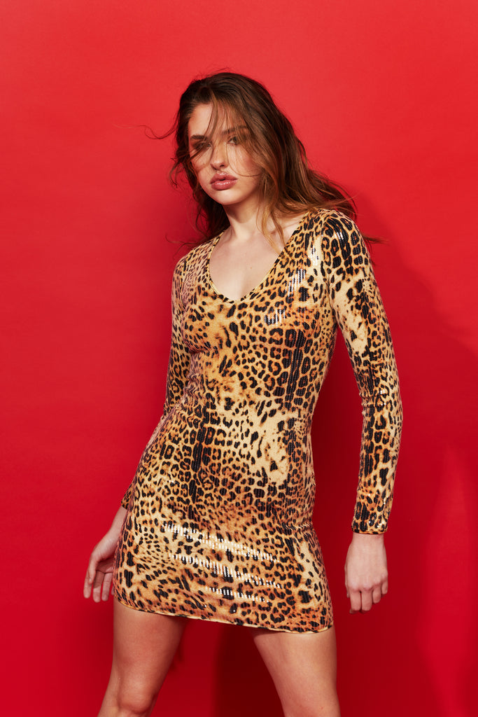 Leopard sequins dress