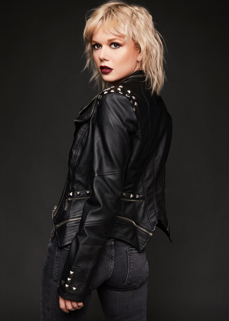 Black Studded Moto Jacket | Biker Jacket | Black Moto Jacket with Studs ...