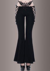 Black Bell Bottoms | Goth Flare Pant | Goth Bell Bottoms | Lace Flares ...