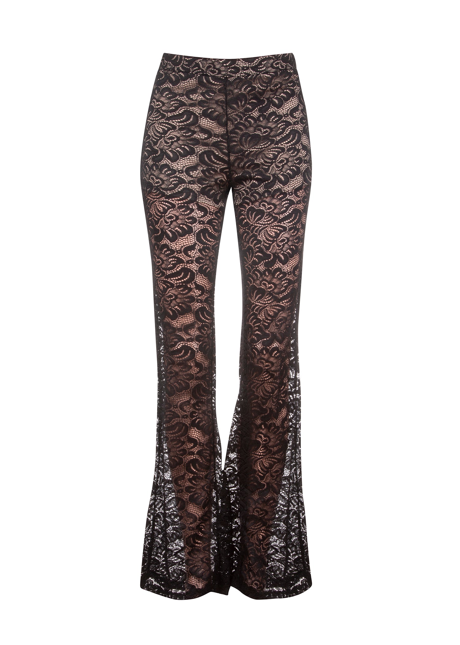 Shop Black Lace Bell Bottoms | Sheer Flare Pants | Pretty Attitude ...