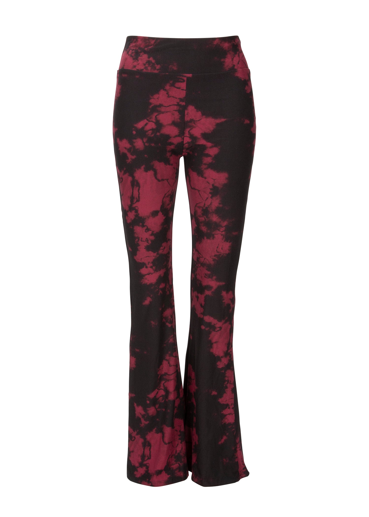 Darker Wavs Slashed Cut Out Low Rise Flare Pants - Dark Red