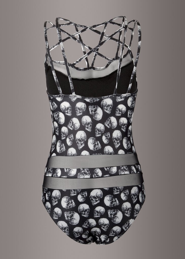 skull one piece bathing suit