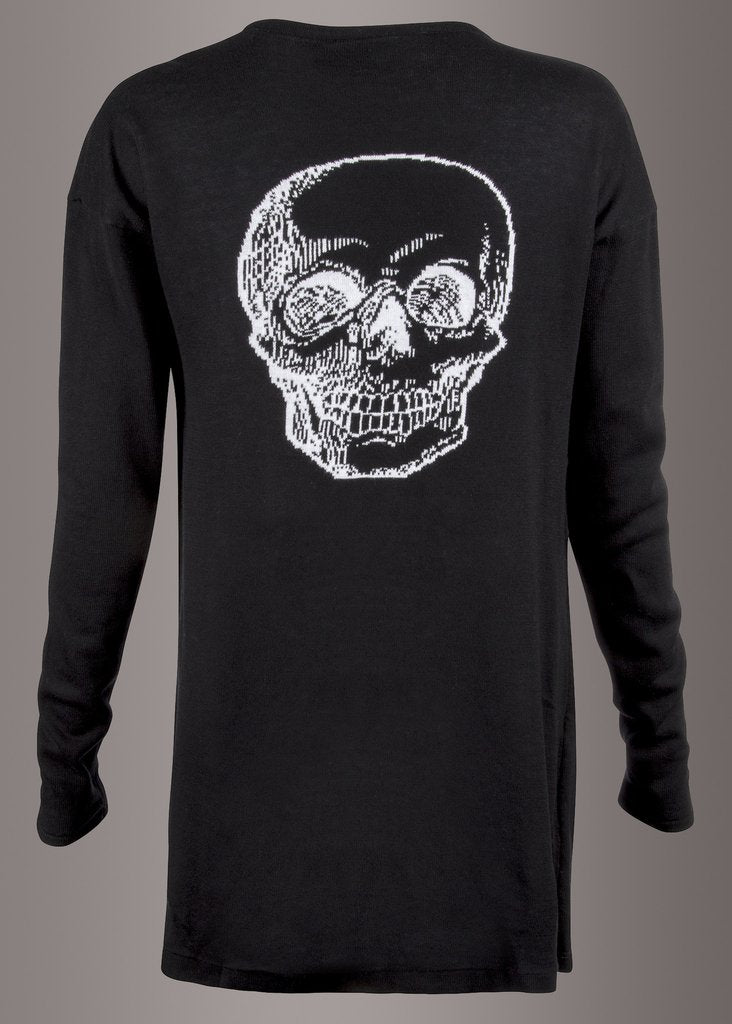 Shop Black Long Knit Skull Cardigan | Pretty Attitude | Goth Clothing ...