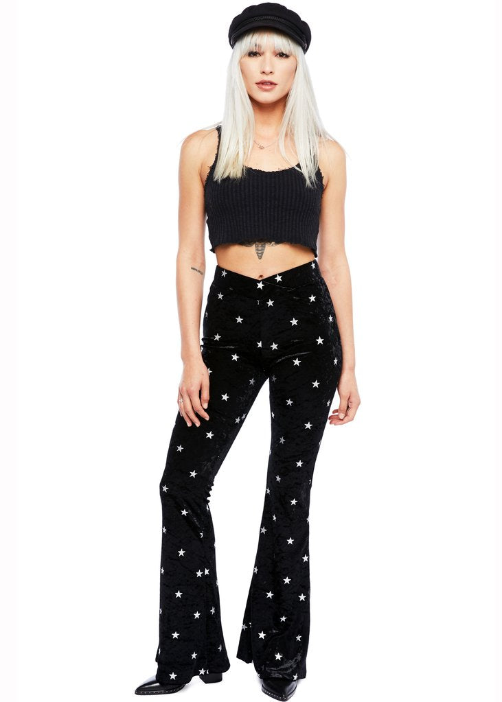 Shop Star Print Velvet Flares | Festival Clothing | Pretty Attitude ...