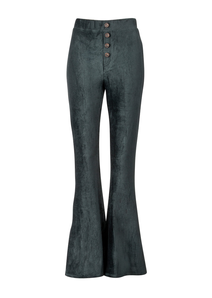 Shop Dark Green Velvet Bell Bottom Pants | Corduroy Flare Pants ...