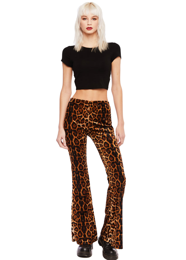 Leopard Bell Bottoms | Velvet Flare Pants | Animal Print Bell Bottoms ...
