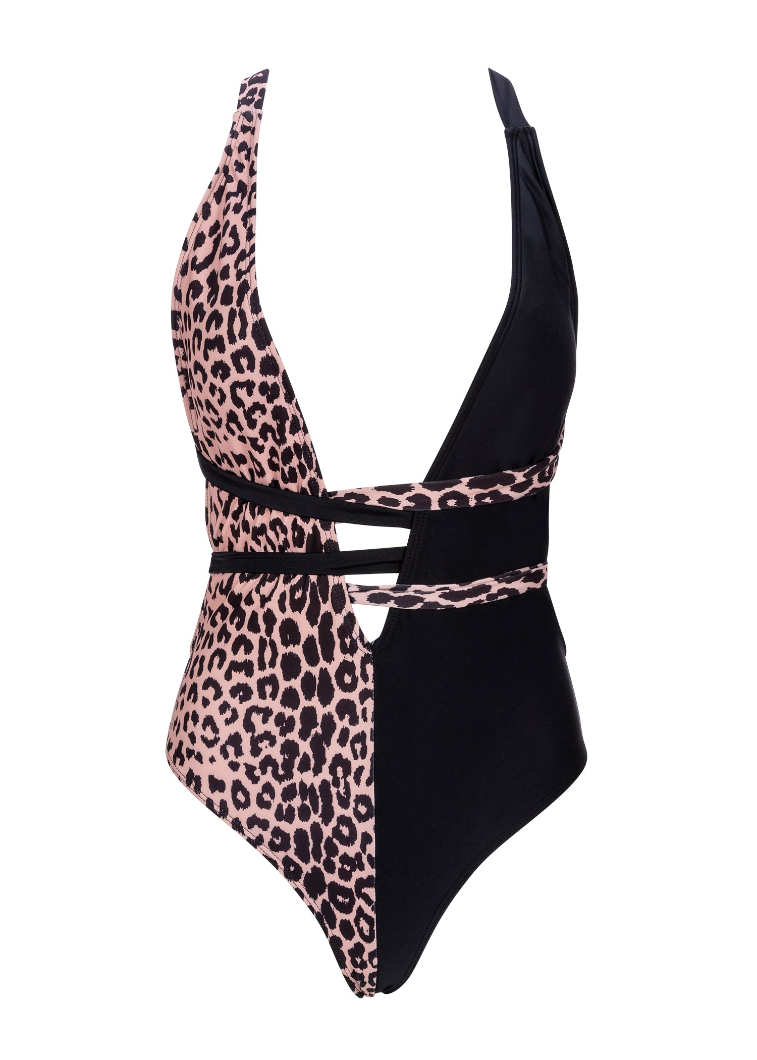 Animal Print Deep V Swimsuit with Tie Belt | Leopard Print Monokini ...
