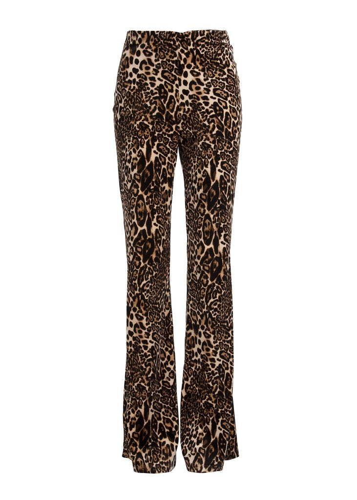 Leopard Print Velvet Flared Pants