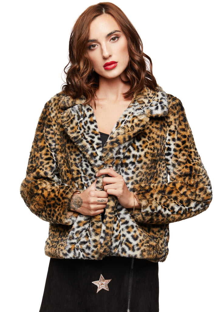 Shop Leopard Faux Fur Jacket | Pretty Attitude | Animal Print Coat ...