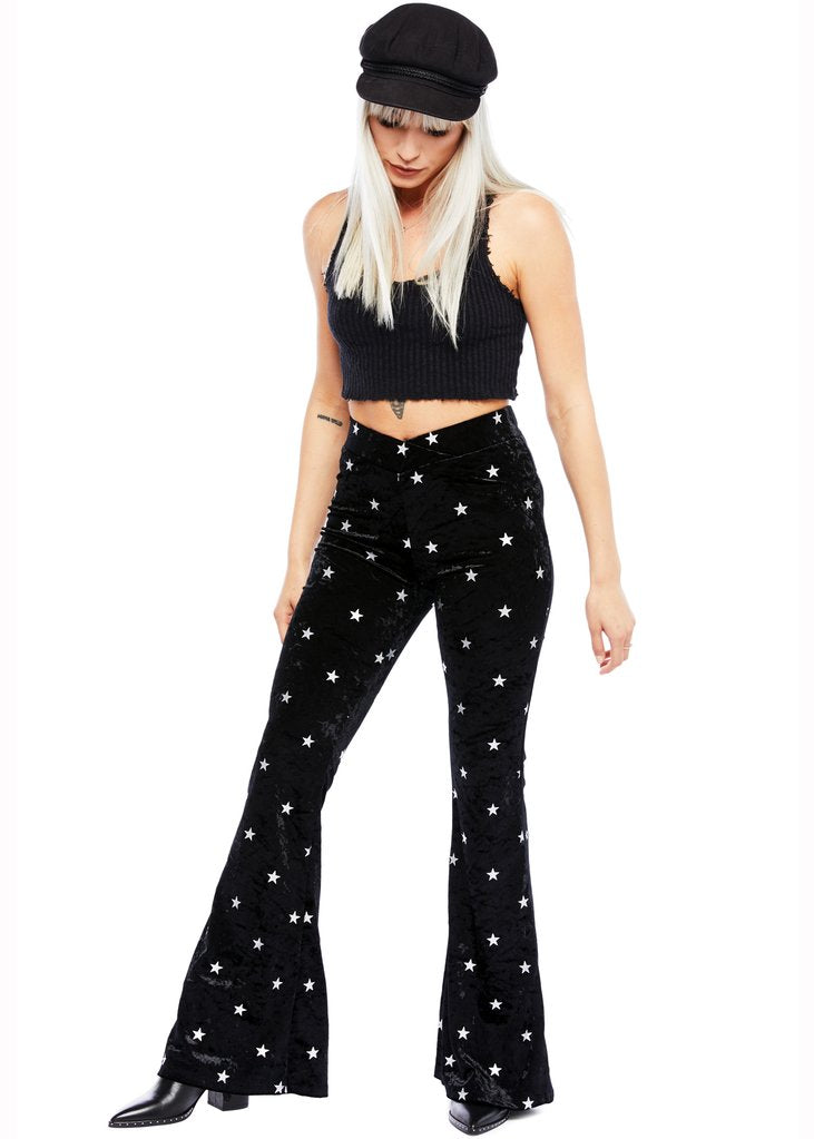 Shop Star Print Velvet Flares | Festival Clothing | Pretty Attitude ...