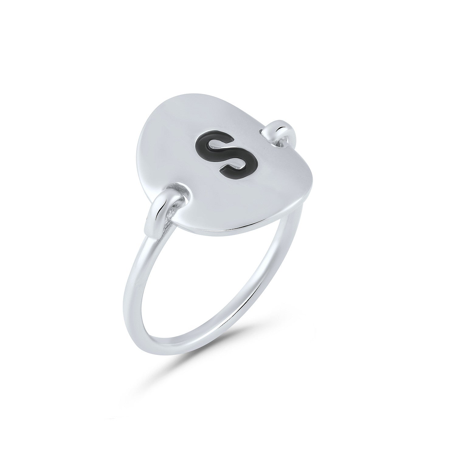 Sterling Silver Oval Initial S Ring