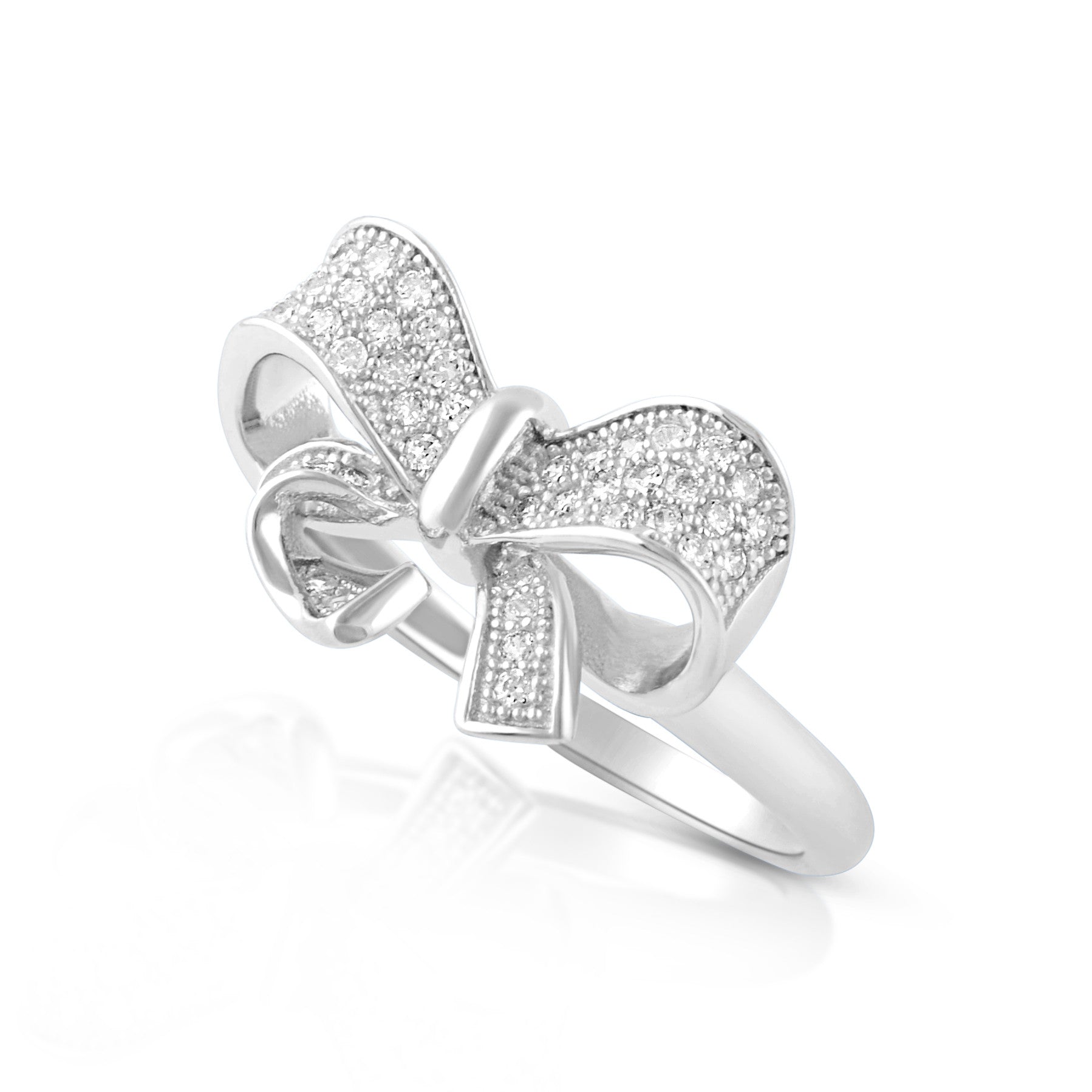 Sterling Silver Simulated Diamond Bow  Ring