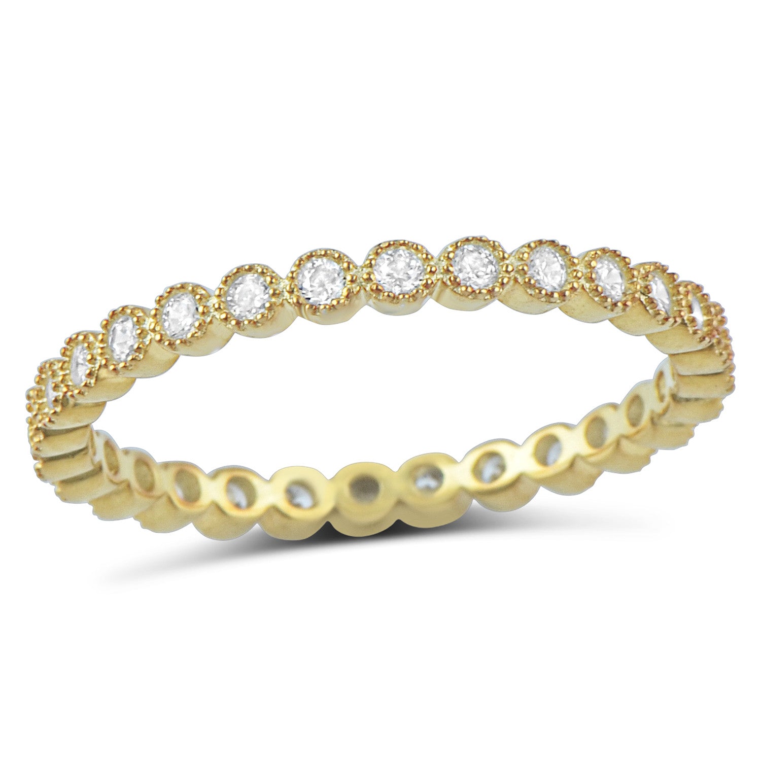 Yellow Gold Tone Sterling Silver Simulated Diamond Stackable Eternity Ring