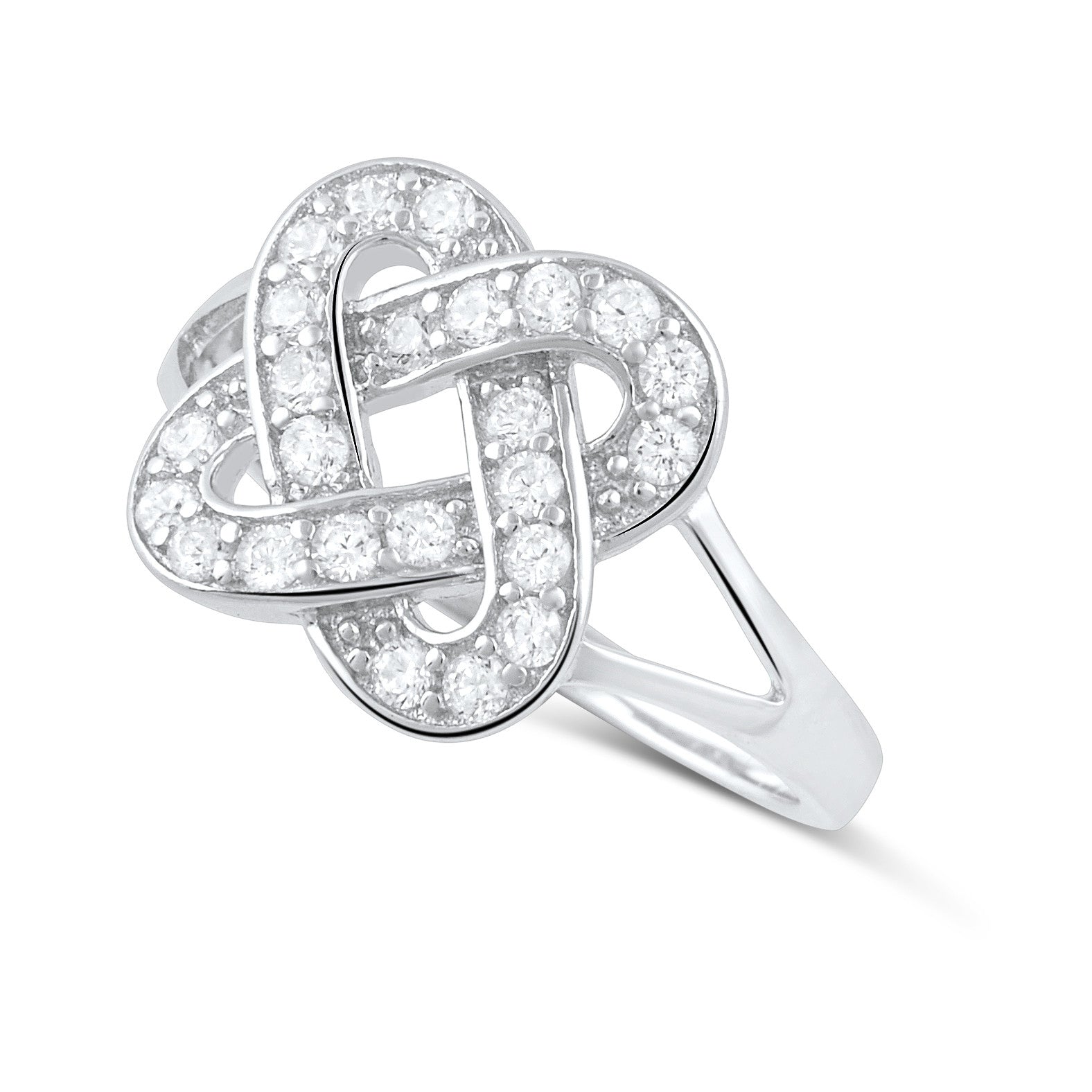 Sterling Silver Cz Lovers Knot Ring