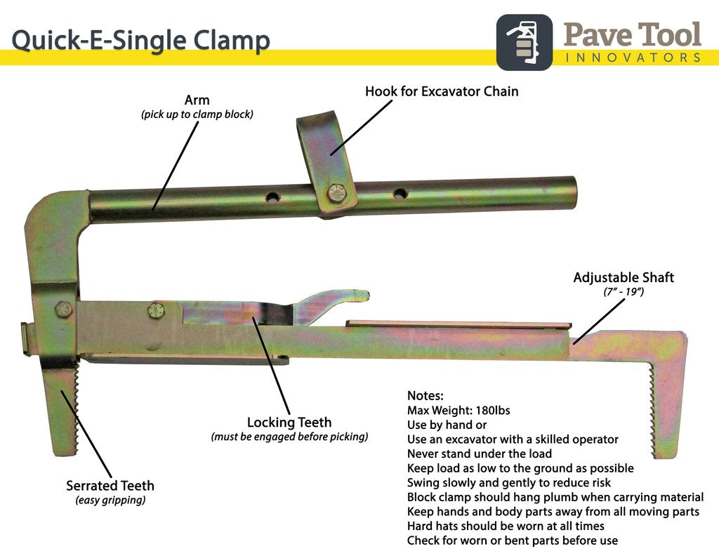 Quick-E BL180 Wall Block Lifter (Quick-E-Single Clamp)