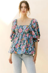Retro Floral Baby Doll Top