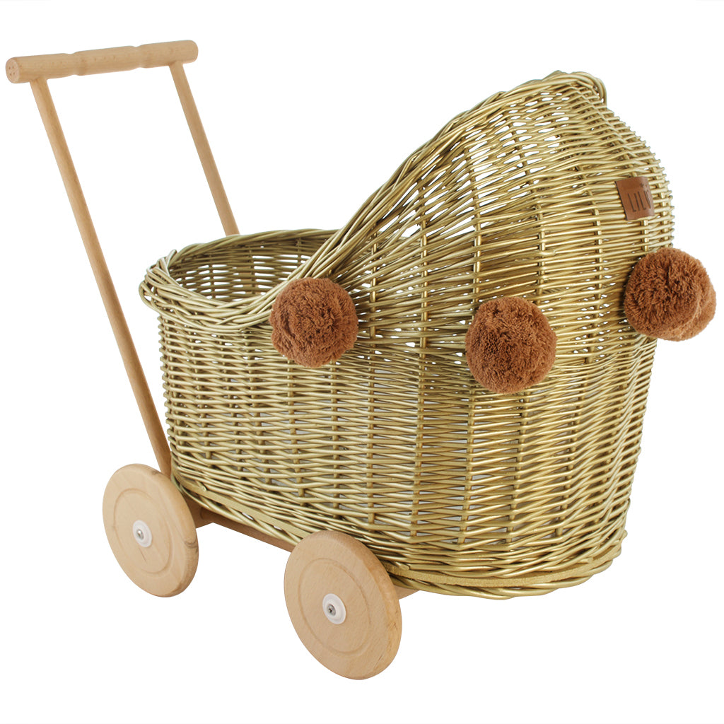 Dusty Pink Wicker Dolls Pram Supplier Australia | Dolls Prams | Baby