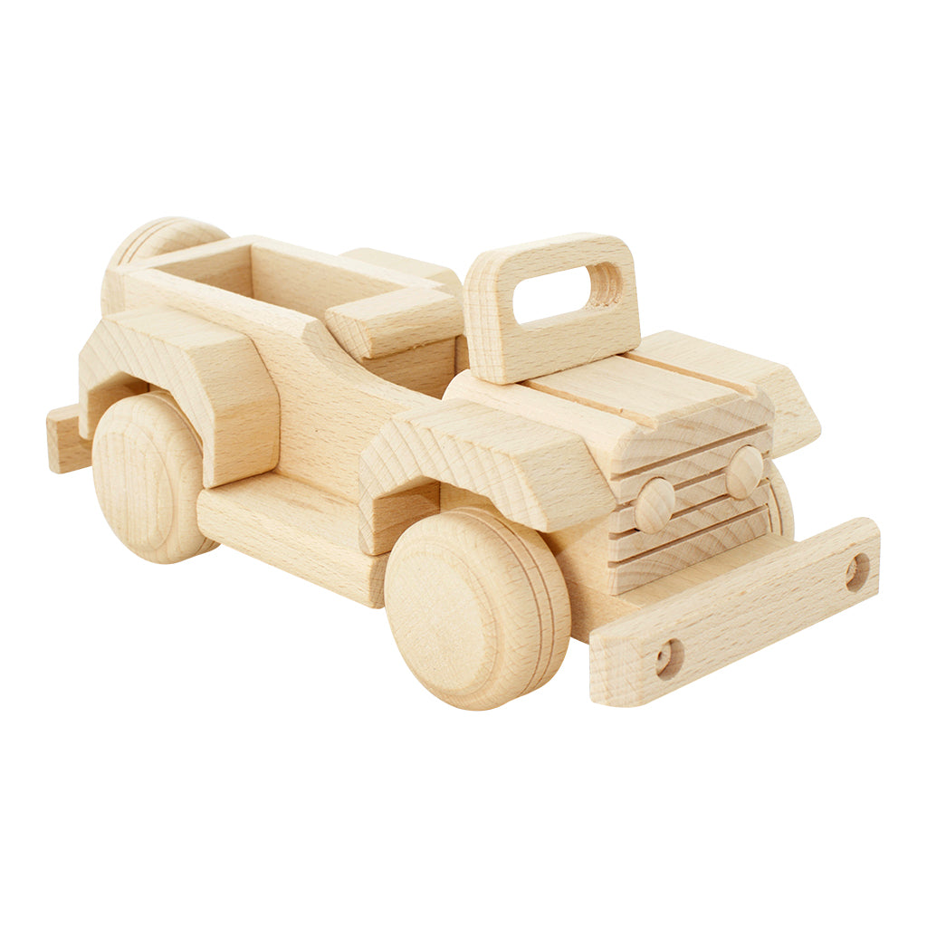 wooden jeep toy