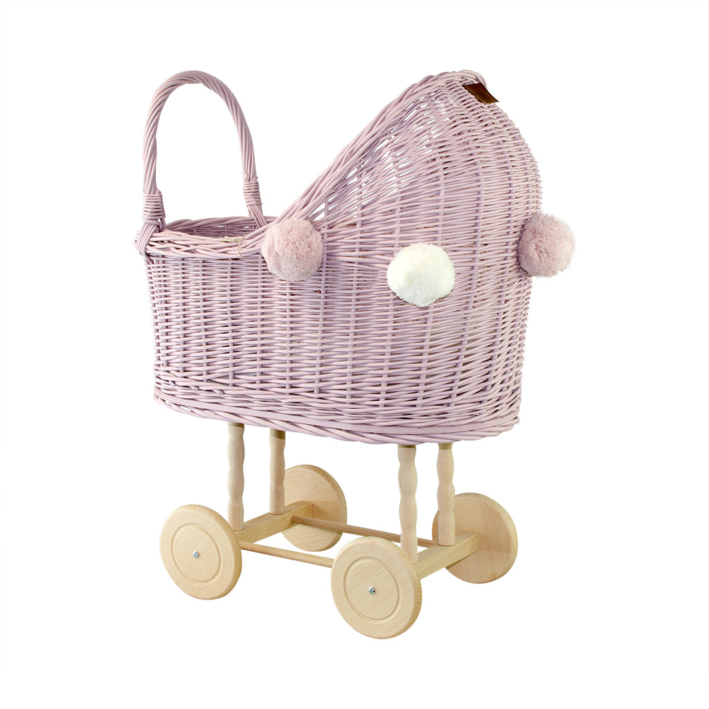 wicker baby doll pram