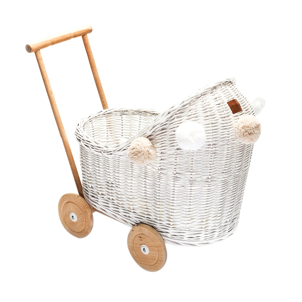 wicker toy pram