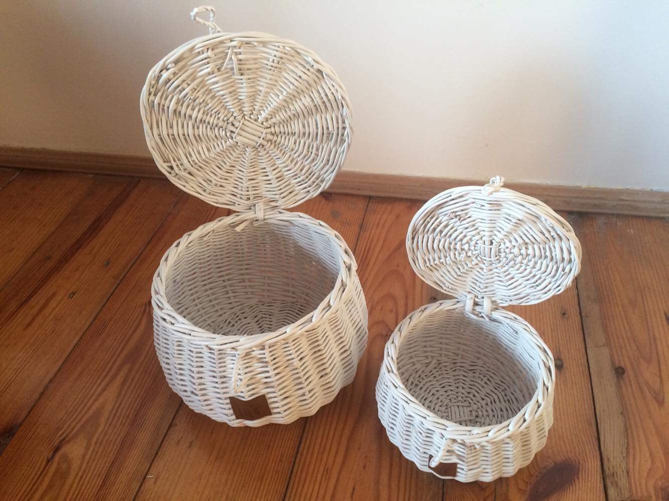 white basket with lid