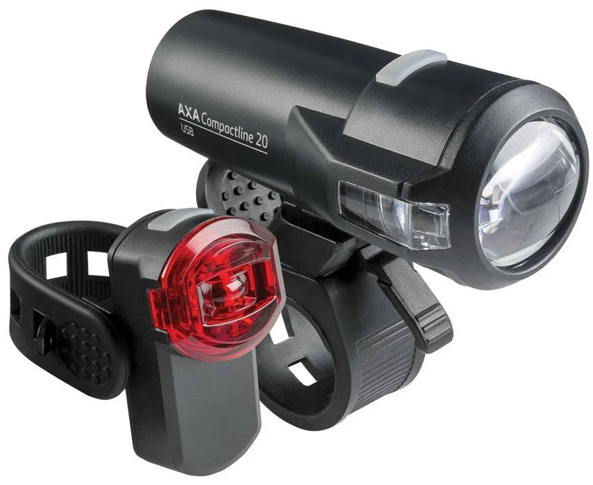 Verlichtingsset Axa Compactline 20 USB oplaadbaar Verlichtingsset Axa Compactline 20 USB oplaadbaar