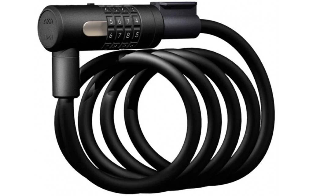 Spiraalkabelslot Axa Newton 150/10 code met houder - Zwart