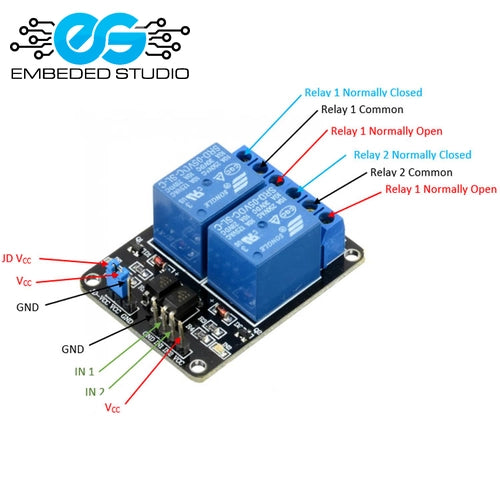 2 channel relay module 5V/12V with optocoupler isolation — Arduino compatible 20x4