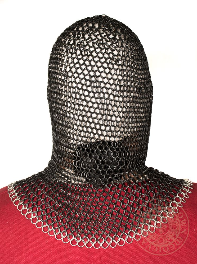 Coif Chain Mail Armour Butted 10mm 16g Black and Silver | Make Your Own ...