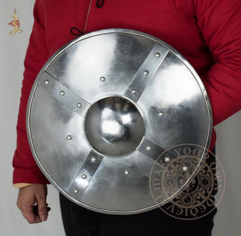Large Buckler Shield With Banding 14 Gauge Steel Make Your Own Medieval