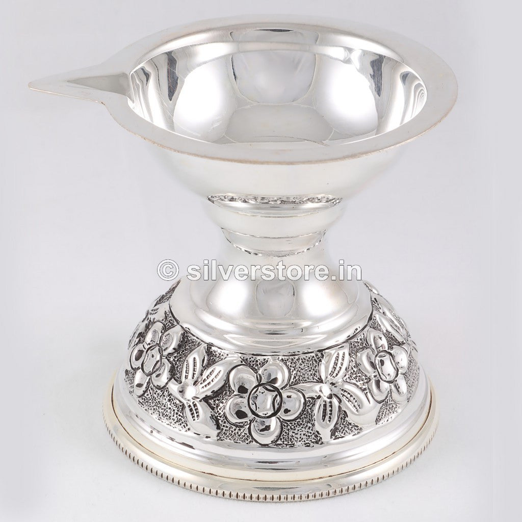 Pure Silver 5 Flame Diya With Peacock Design Showpiece on Top of Diya for  Home Temple, Silver Gift Items, Silver Diya for Pooja 75 Gram - Etsy