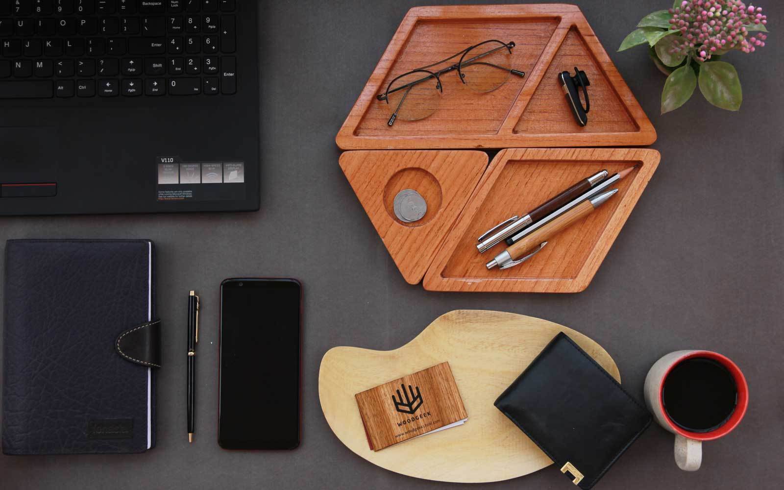Wooden Office Accessories | Desk Organizers | Office Supplies -  woodgeekstore