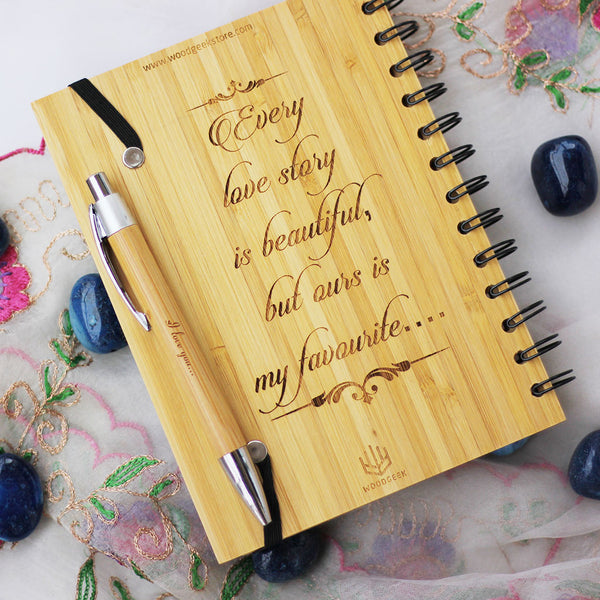 Customize Your Own Wooden Notebook - Customised Wooden Diary - Personalized Journals - Gifts For Girlfriend - Gifts For Boyfriend - Engraved Notebook - Customized Notebooks India -  Valentine's Day Gifts - Personalized Wooden Notebook - Woodgeek - Woodgeek Store