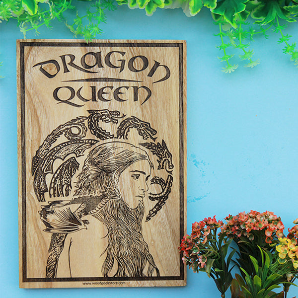 Dragon Queen Game of Thrones Wooden Poster - Wooden Movie Poster - Wood Artwork  - Wood Art - Wood Engraving - Wood Artwork Dragon Queen Game of Thrones Wood Wall Decor - Wood Art - Wood Engraving - Game Of Thrones Posters - Wooden Posters Online - Carved Wooden Poster - Gifts For Got Fans - Wood Work - Wood Carved Poster - Best Gifts For Gf - Room Decor - Wooden Art Work - Woodgeek - Woodgeek Store 