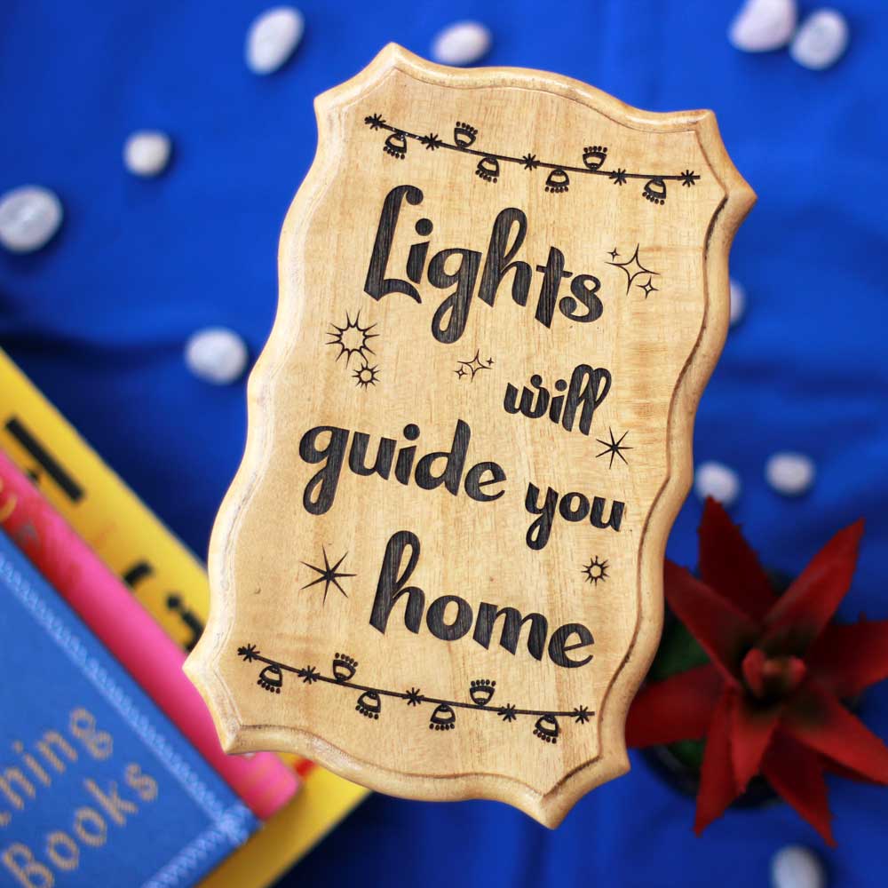 Lights Will Guide You Home Unique Wood Sign - Best Christmas Gifts - Engraved Wood Sign - Wooden Plaques - Rustic Wood Sign - Woodgeek - Woodgeekstore