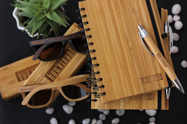 Corporate Gifts - Personalized Wooden Sunglasses - Personalized Wooden Notebooks - Promotional Gifts - Woodgeek Store