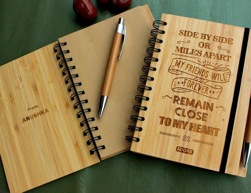 Return Gift for Birthdays - Custom wood friendship journal - Woodgeek Store