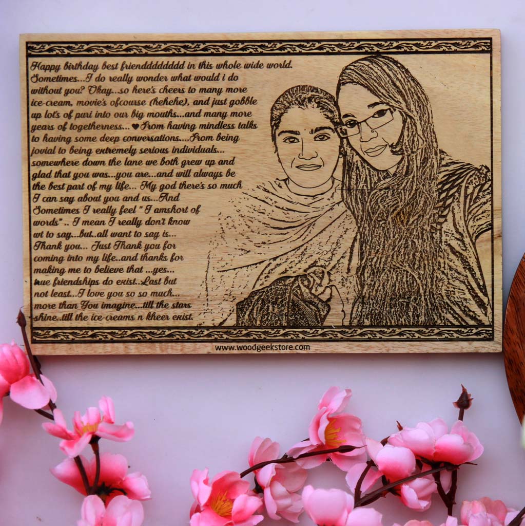 Wood Engraved Photo As The Best Gift For Best Friend. This Personalised Gift Makes Great Birthday Gift Ideas For Best Friend Female. Looking for gifts for friends? This is one of the best birthday gift ideas for best friend.