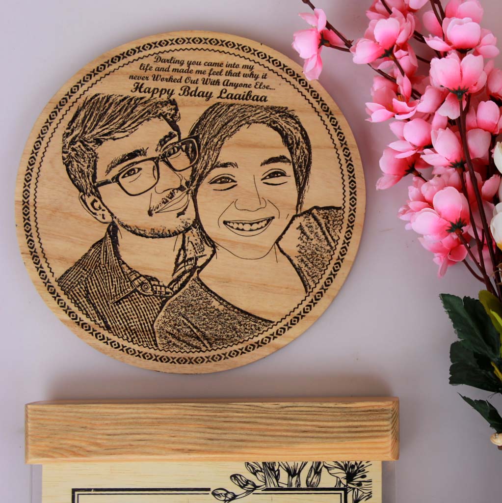 Wood Engraved Photo And Birthday Wishes. This photo on wood is the best birthday gifts for wife and birthday gift for girlfriend. These wooden posters make unique birthday gifts for her and birthday gifts for women.