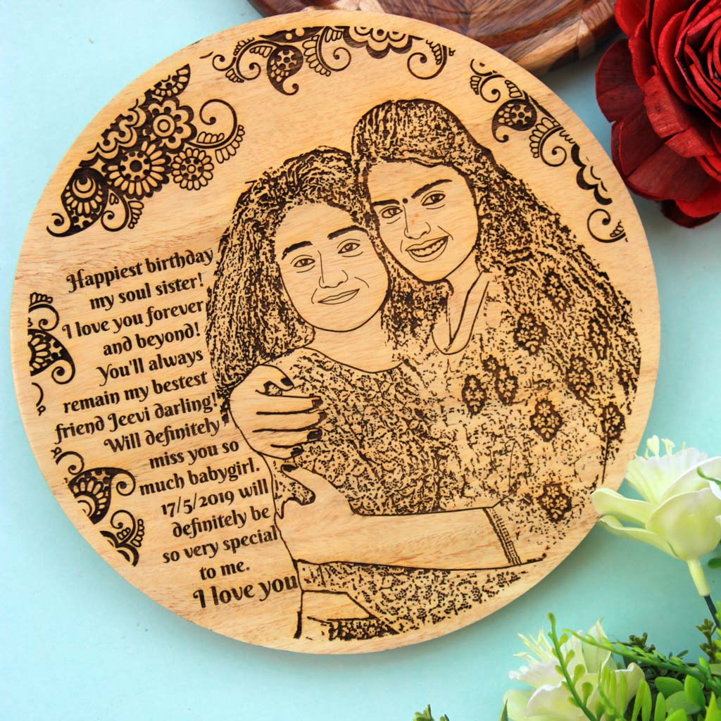 This Wood Engraved Photo with A Birthday Message Is The Best Birthday Gift For Sister. Looking for gifts for sister? This Photo On Wood Is A Great Photo Gift.